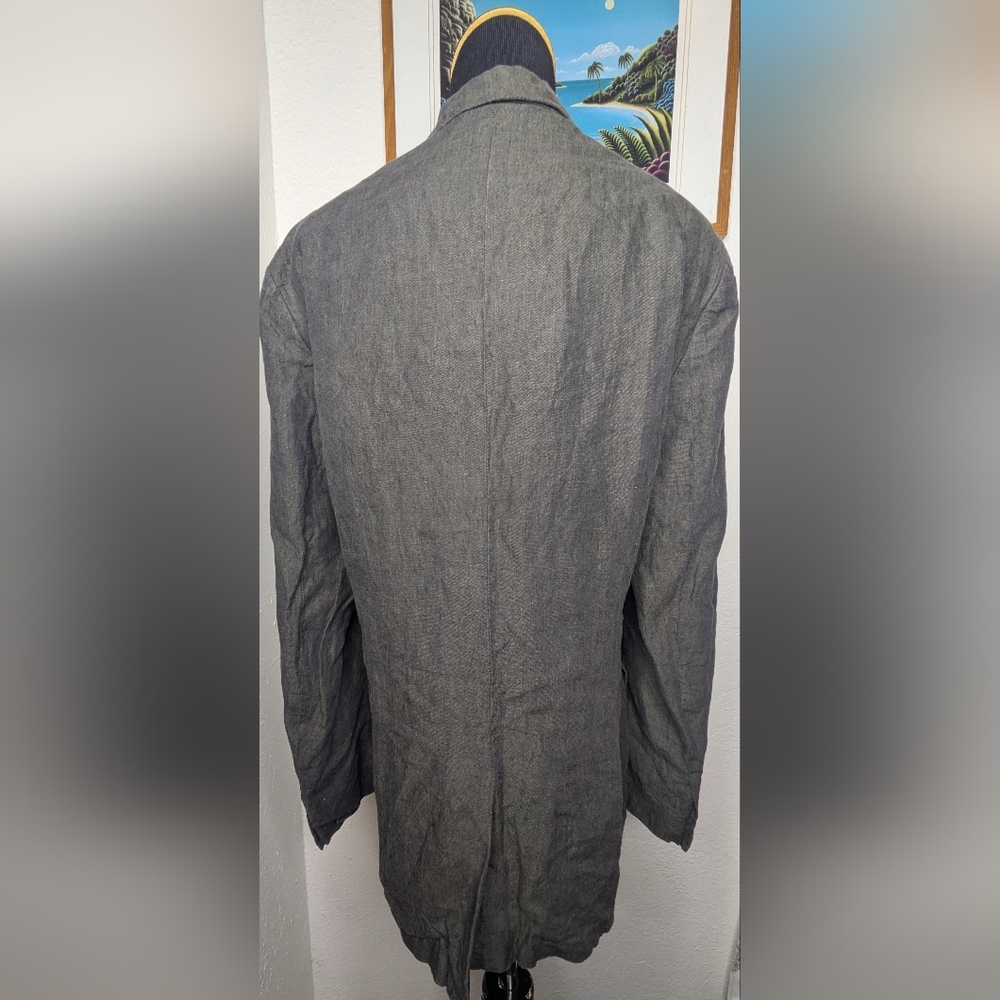 Banana Republic 100% Linen Two Button Blazer Jacket Black Green Tint Men's 40R - Picture 3 of 8